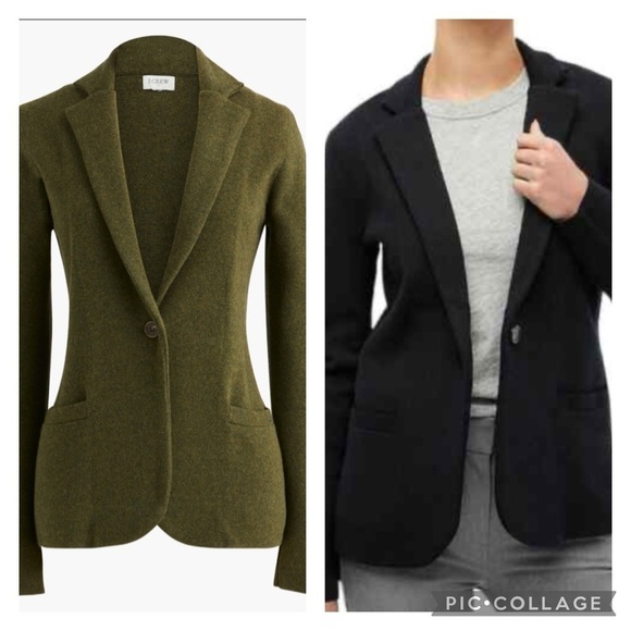 EUC - J. Crew Factory - School Boy Sweater Nlazer - size XXS - black and Loden - Picture 1 of 9